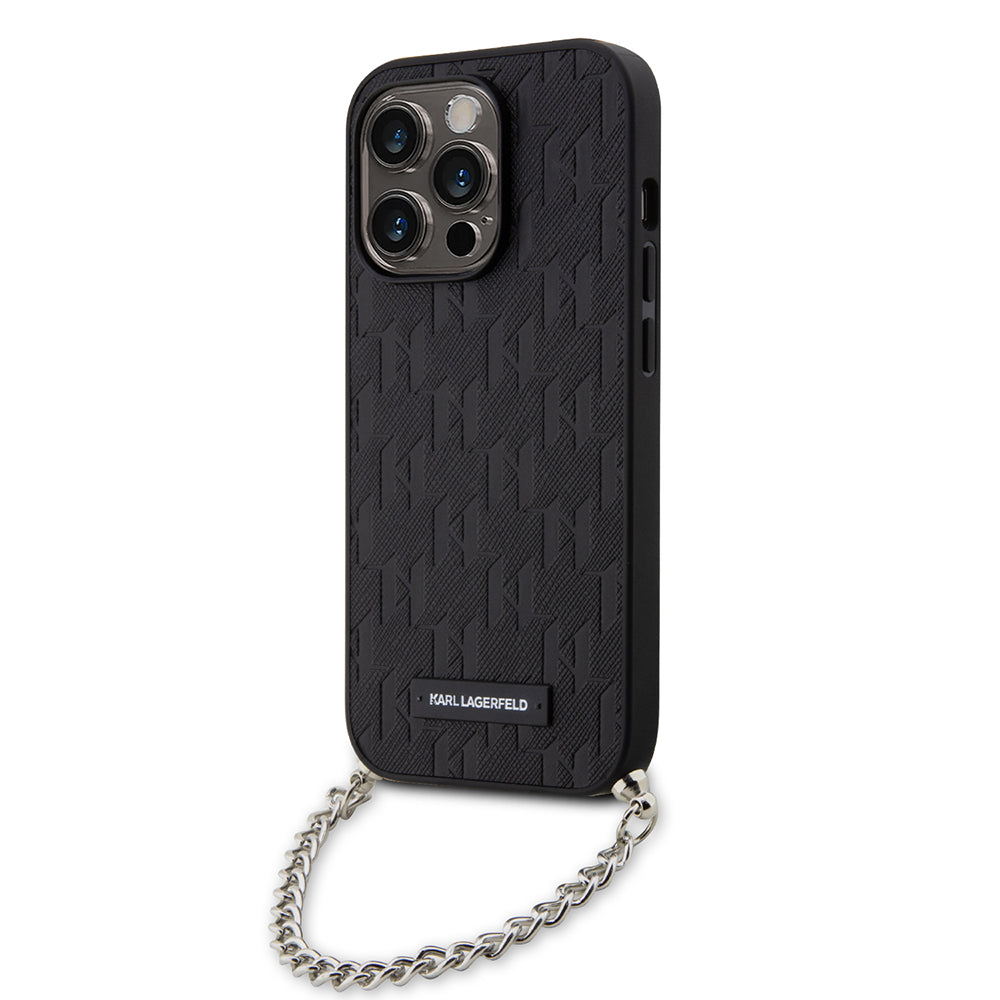 Futrola za Apple iPhone 14 Pro, Karl Lagerfeld, Saffiano Monogram Chain, Crna