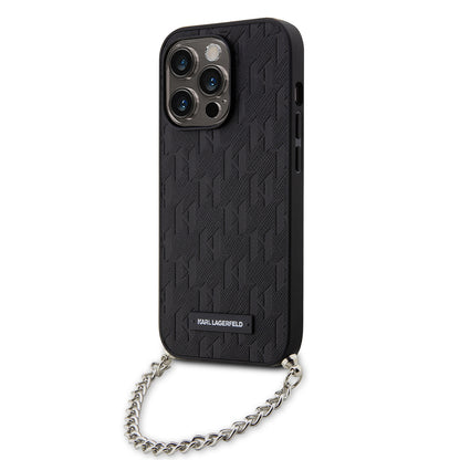 Futrola za Apple iPhone 14 Pro, Karl Lagerfeld, Saffiano Monogram Chain, Crna