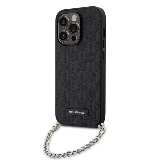 Futrola za Apple iPhone 14 Pro, Karl Lagerfeld, Saffiano Monogram Chain, Crna