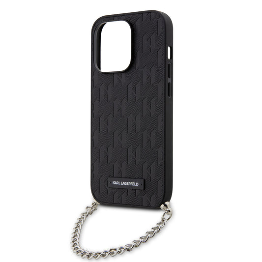 Futrola za Apple iPhone 14 Pro, Karl Lagerfeld, Saffiano Monogram Chain, Crna