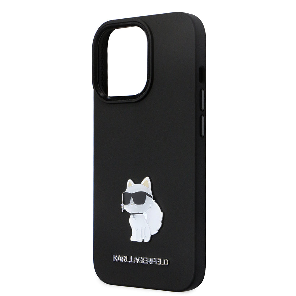 Futrola za Apple iPhone 14 Pro, Karl Lagerfeld, Silicone Choupette Metal, Crna