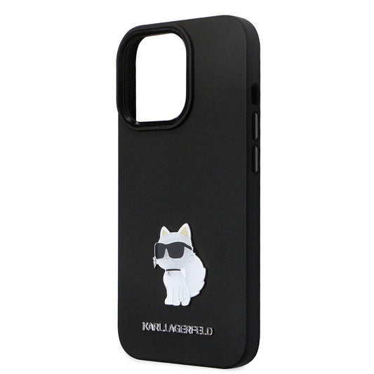 Futrola za Apple iPhone 14 Pro, Karl Lagerfeld, Silicone Choupette Metal, Crna