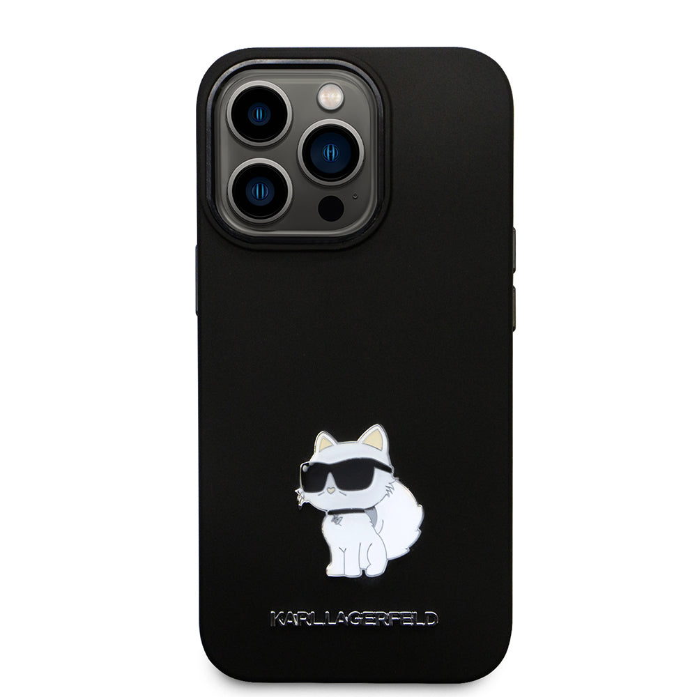 Futrola za Apple iPhone 14 Pro, Karl Lagerfeld, Silicone Choupette Metal, Crna