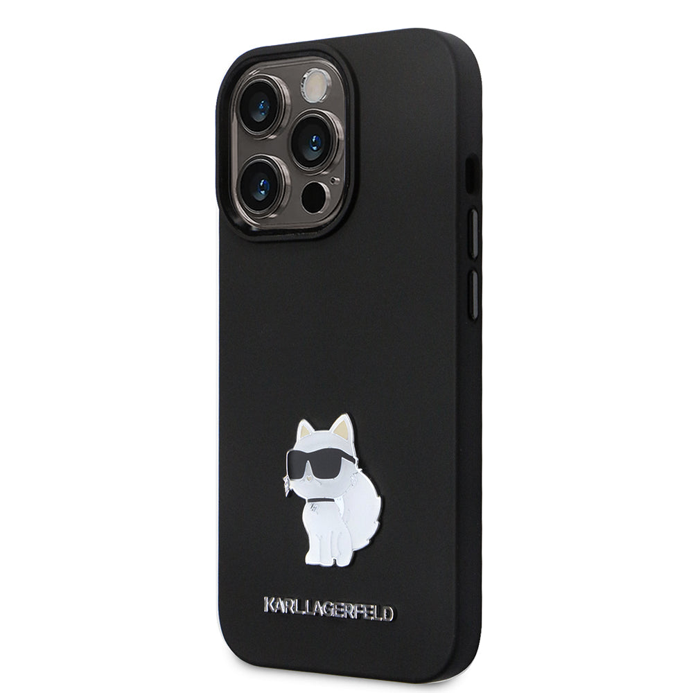 Futrola za Apple iPhone 14 Pro, Karl Lagerfeld, Silicone Choupette Metal, Crna