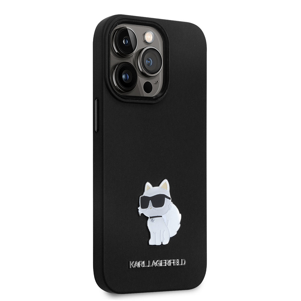 Futrola za Apple iPhone 14 Pro, Karl Lagerfeld, Silicone Choupette Metal, Crna