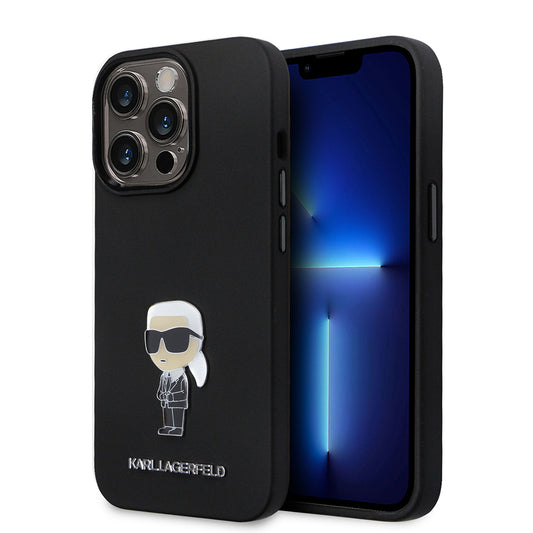 Futrola za Apple iPhone 14 Pro, Karl Lagerfeld, Silicone Ikonik Karl Metal, Crna