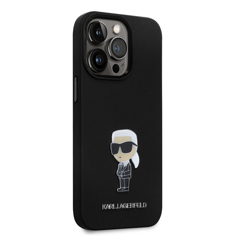 Futrola za Apple iPhone 14 Pro, Karl Lagerfeld, Silicone Ikonik Karl Metal, Crna
