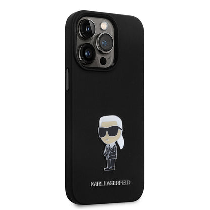 Futrola za Apple iPhone 14 Pro, Karl Lagerfeld, Silicone Ikonik Karl Metal, Crna
