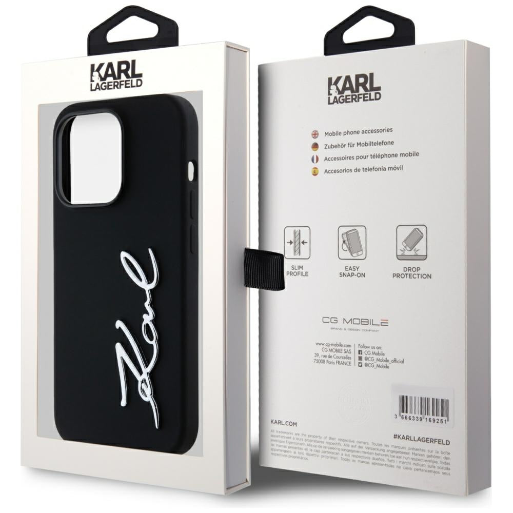 Futrola za Apple iPhone 14 Pro, Karl Lagerfeld, Silicone Karl Script, Crna