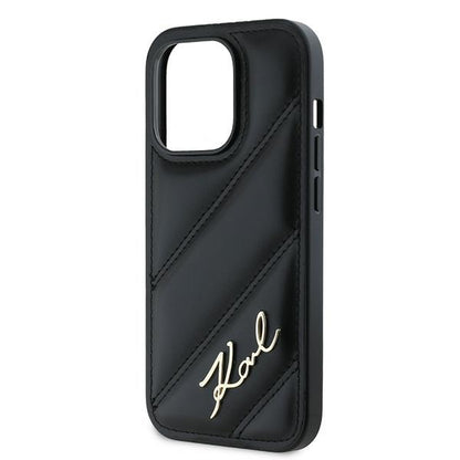 Futrola za Apple iPhone 14 Pro Max, Karl Lagerfeld, Diagonal Quilted Script, Crna