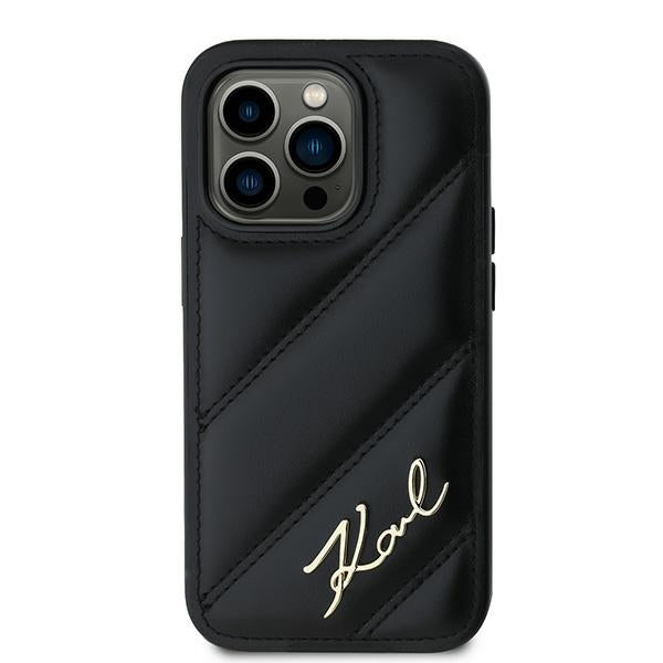 Futrola za Apple iPhone 14 Pro Max, Karl Lagerfeld, Diagonal Quilted Script, Crna