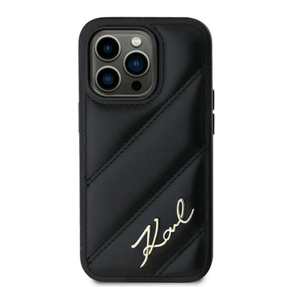 Futrola za Apple iPhone 14 Pro Max, Karl Lagerfeld, Diagonal Quilted Script, Crna
