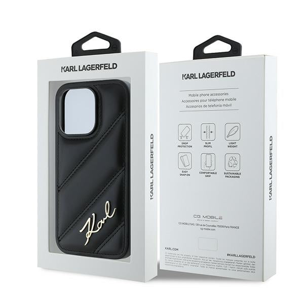 Futrola za Apple iPhone 14 Pro Max, Karl Lagerfeld, Diagonal Quilted Script, Crna
