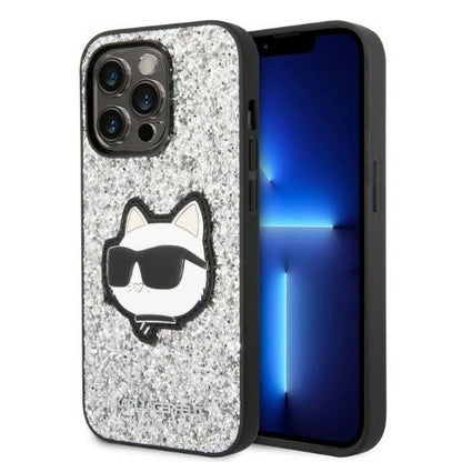 Futrola za Apple iPhone 14 Pro Max, Karl Lagerfeld, Glitter Choupette Patch, Srebrna