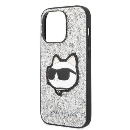 Futrola za Apple iPhone 14 Pro Max, Karl Lagerfeld, Glitter Choupette Patch, Srebrna