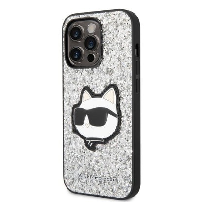 Futrola za Apple iPhone 14 Pro Max, Karl Lagerfeld, Glitter Choupette Patch, Srebrna