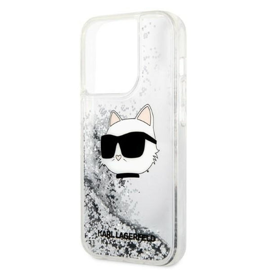 Futrola za Apple iPhone 14 Pro Max, Karl Lagerfeld, Glitter Choupette's Head, Srebrna