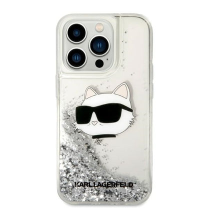 Futrola za Apple iPhone 14 Pro Max, Karl Lagerfeld, Glitter Choupette's Head, Srebrna