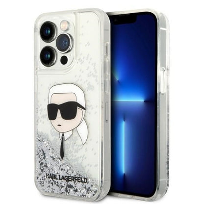 Futrola za Apple iPhone 14 Pro Max, Karl Lagerfeld, Glitter Karl's Head, Srebrna