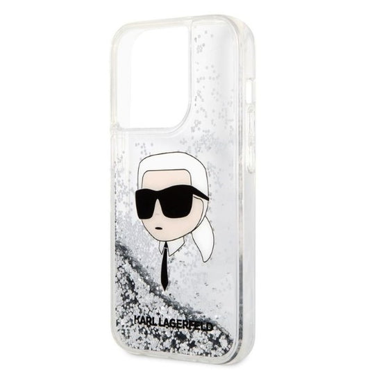 Futrola za Apple iPhone 14 Pro Max, Karl Lagerfeld, Glitter Karl's Head, Srebrna