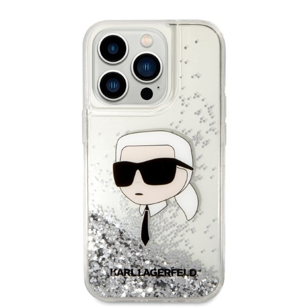 Futrola za Apple iPhone 14 Pro Max, Karl Lagerfeld, Glitter Karl's Head, Srebrna