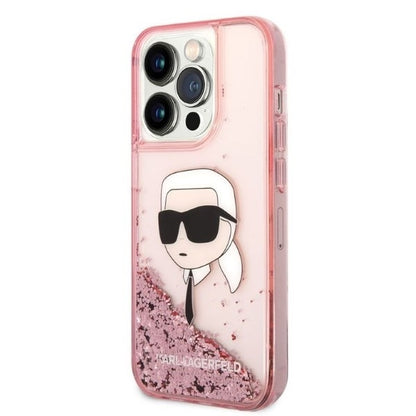 Futrola za Apple iPhone 14 Pro Max, Karl Lagerfeld, Glitter Karl's Head, Roze
