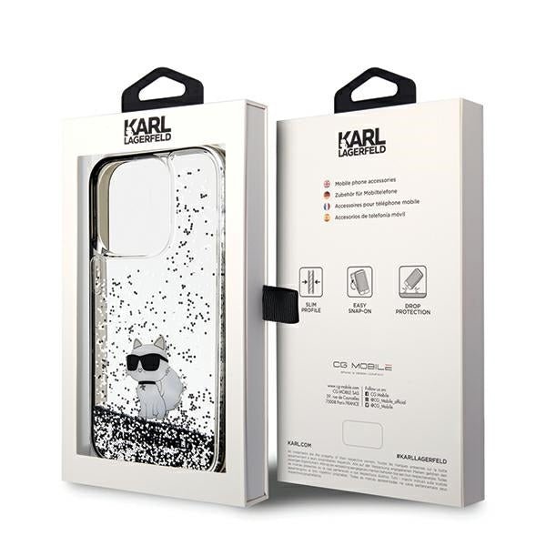 Futrola za Apple iPhone 14 Pro Max, Karl Lagerfeld, Liquid Glitter Choupette, Transparentna