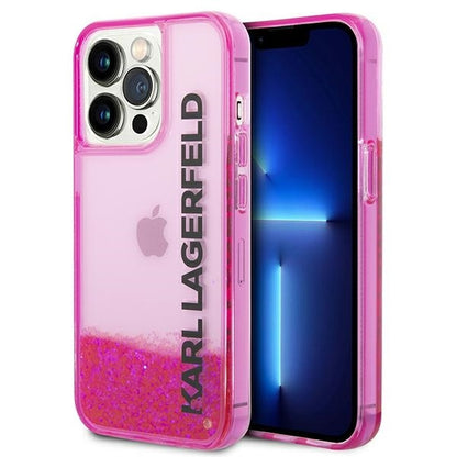 Futrola za Apple iPhone 14 Pro Max, Karl Lagerfeld, Liquid Glitter KL Logo, Roze