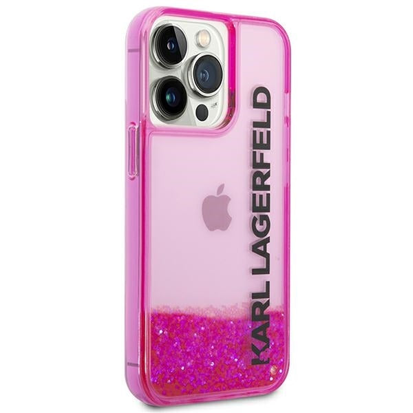 Futrola za Apple iPhone 14 Pro Max, Karl Lagerfeld, Liquid Glitter KL Logo, Roze