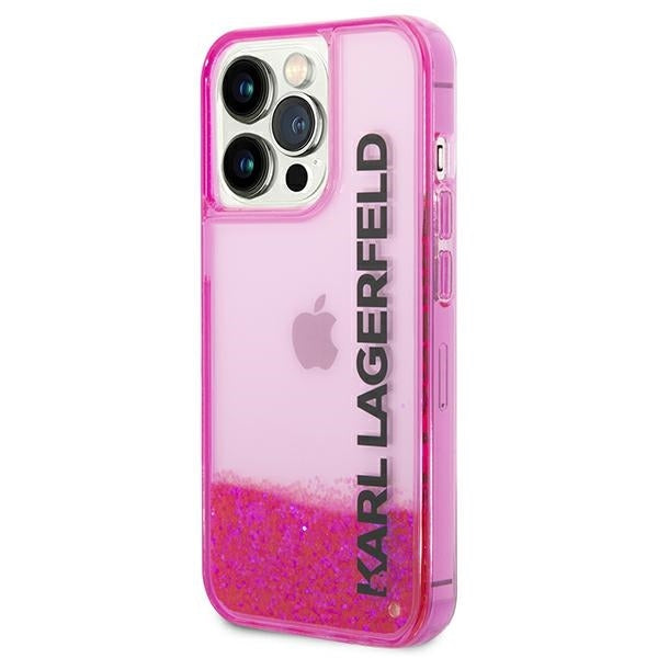 Futrola za Apple iPhone 14 Pro Max, Karl Lagerfeld, Liquid Glitter KL Logo, Roze