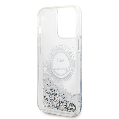 Futrola za Apple iPhone 14 Pro Max, Karl Lagerfeld, Liquid Glitter RSG, Srebrna