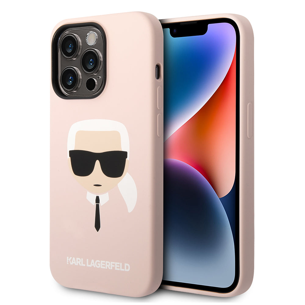 Futrola za Apple iPhone 14 Pro Max, Karl Lagerfeld, Silikonska Karl's Head, Roze