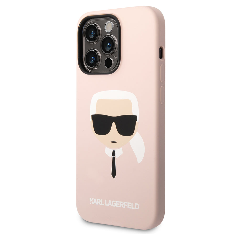 Futrola za Apple iPhone 14 Pro Max, Karl Lagerfeld, Silikonska Karl's Head, Roze