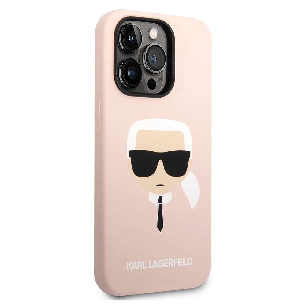 Futrola za Apple iPhone 14 Pro Max, Karl Lagerfeld, Silikonska Karl's Head, Roze