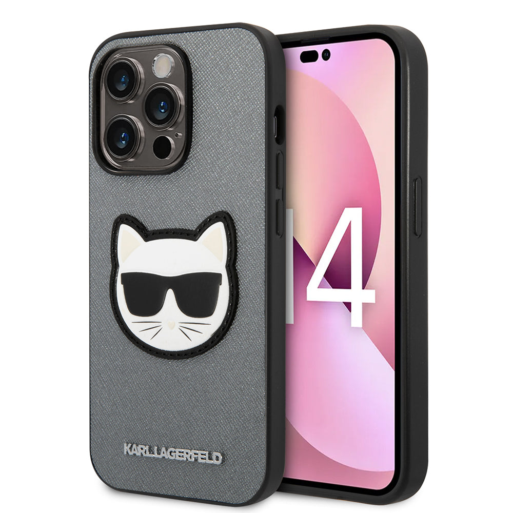 Futrola za Apple iPhone 14 Pro Max, Karl Lagerfeld, Saffiano Choupette's Head, Srebrna
