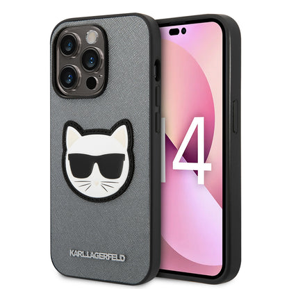 Futrola za Apple iPhone 14 Pro Max, Karl Lagerfeld, Saffiano Choupette's Head, Srebrna