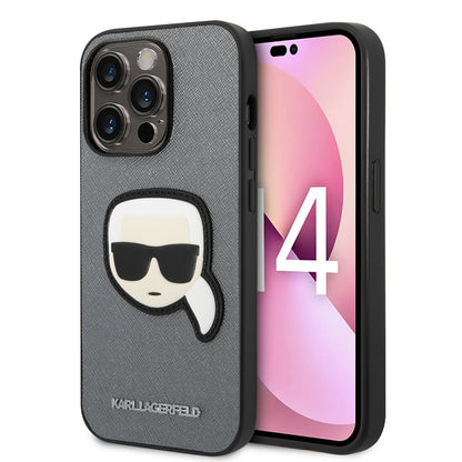Futrola za Apple iPhone 14 Pro Max, Karl Lagerfeld, Saffiano Karl's Head, Srebrna