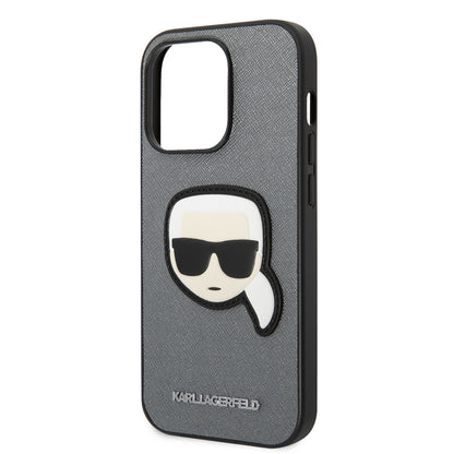 Futrola za Apple iPhone 14 Pro Max, Karl Lagerfeld, Saffiano Karl's Head, Srebrna