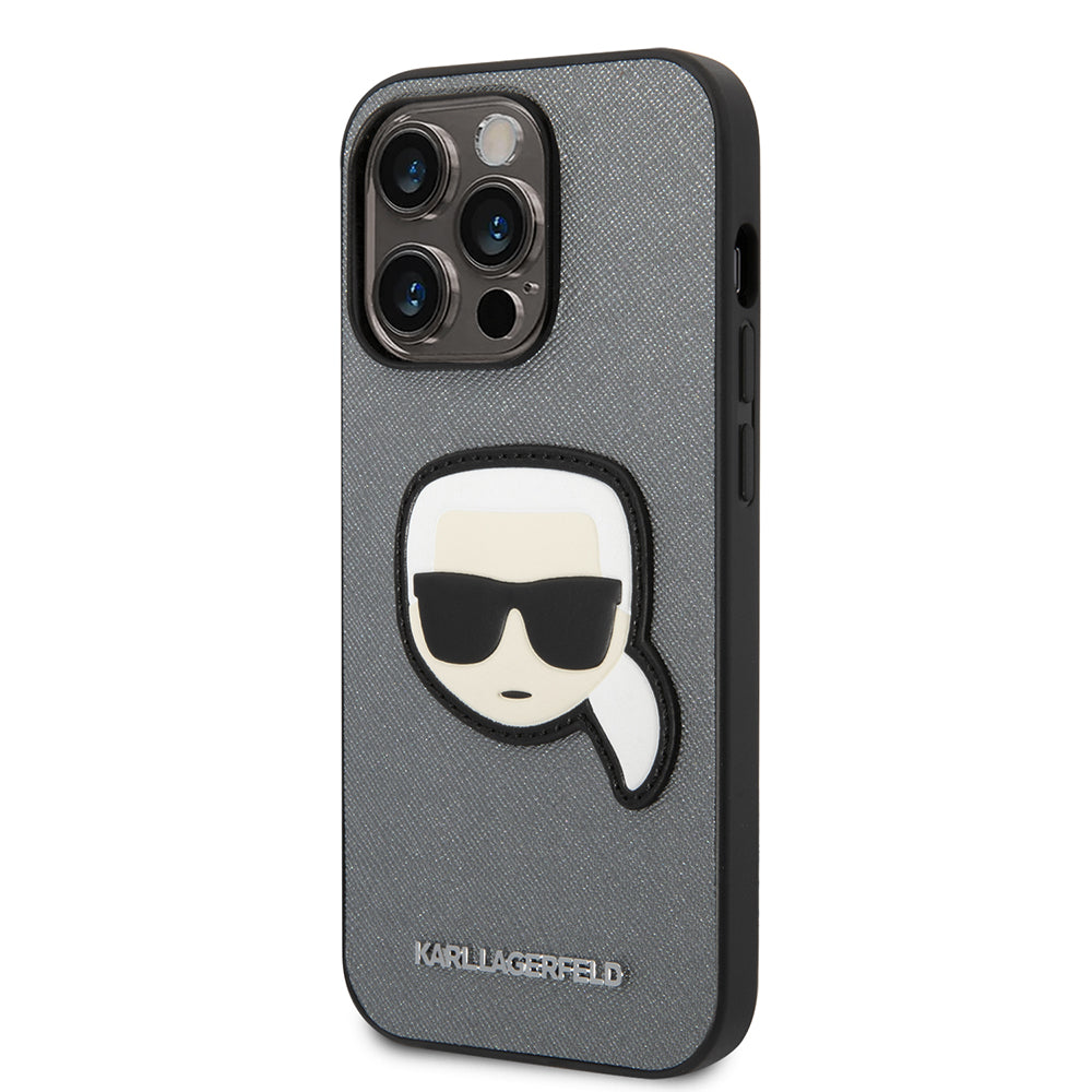 Futrola za Apple iPhone 14 Pro Max, Karl Lagerfeld, Saffiano Karl's Head, Srebrna