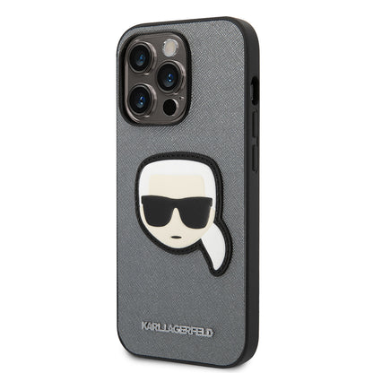 Futrola za Apple iPhone 14 Pro Max, Karl Lagerfeld, Saffiano Karl's Head, Srebrna