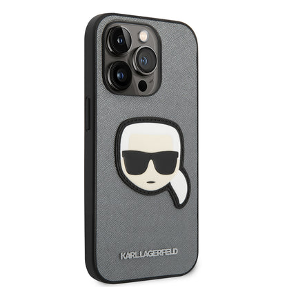 Futrola za Apple iPhone 14 Pro Max, Karl Lagerfeld, Saffiano Karl's Head, Srebrna