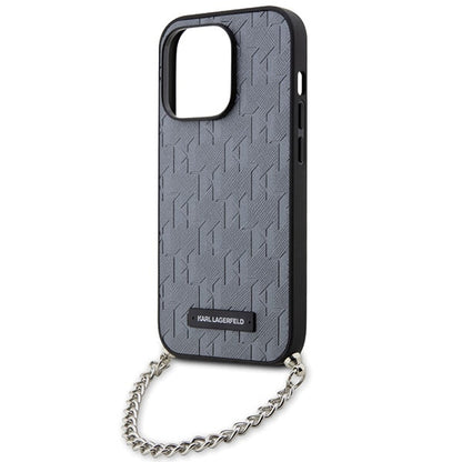 Futrola za Apple iPhone 14 Pro Max, Karl Lagerfeld, Saffiano Monogram Chain, Srebrna
