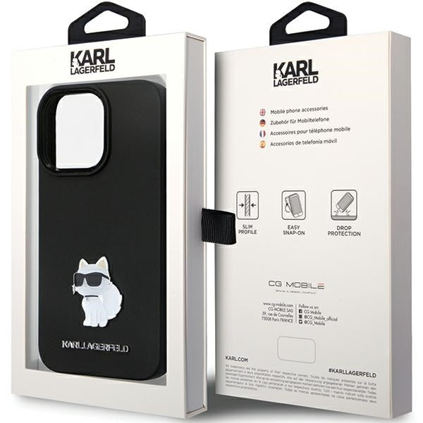 Futrola za Apple iPhone 14 Pro Max, Karl Lagerfeld, Silicone Choupette Metal, Crna