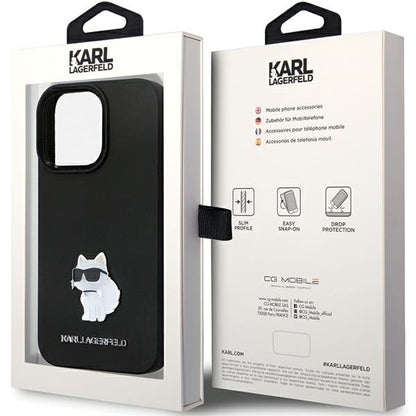 Futrola za Apple iPhone 14 Pro Max, Karl Lagerfeld, Silicone Choupette Metal, Crna