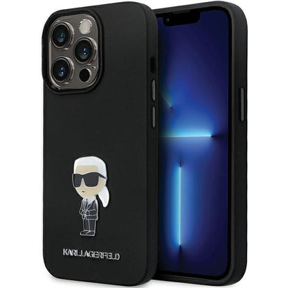 Futrola za Apple iPhone 14 Pro Max, Karl Lagerfeld, Silicone Ikonik Karl Metal, Crna
