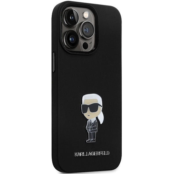 Futrola za Apple iPhone 14 Pro Max, Karl Lagerfeld, Silicone Ikonik Karl Metal, Crna