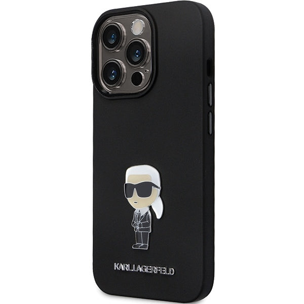 Futrola za Apple iPhone 14 Pro Max, Karl Lagerfeld, Silicone Ikonik Karl Metal, Crna