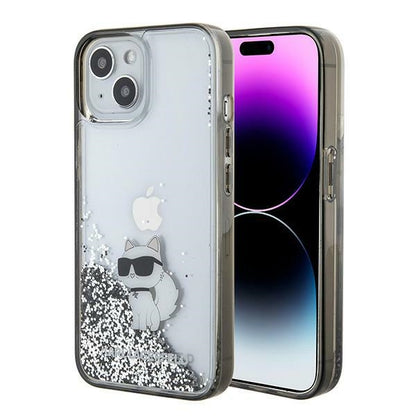 Futrola za Apple iPhone 15 / 14 / 13, Karl Lagerfeld, Liquid Glitter Choupette, Transparentna