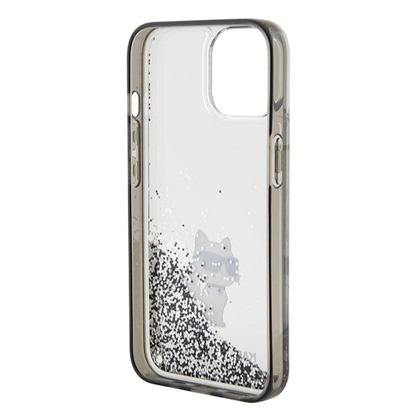 Futrola za Apple iPhone 15 / 14 / 13, Karl Lagerfeld, Liquid Glitter Choupette, Transparentna