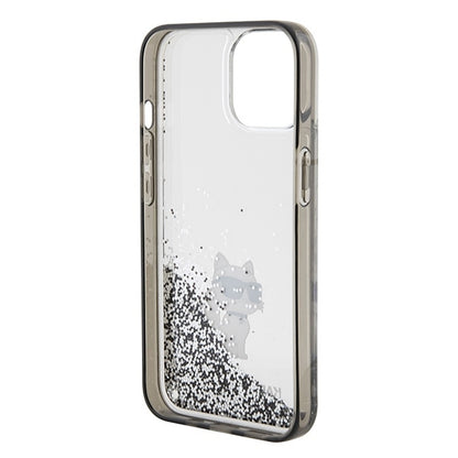 Futrola za Apple iPhone 15 / 14 / 13, Karl Lagerfeld, Liquid Glitter Choupette, Transparentna
